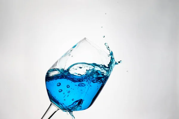 Eau Bleue Éclaboussure Verre — Photo