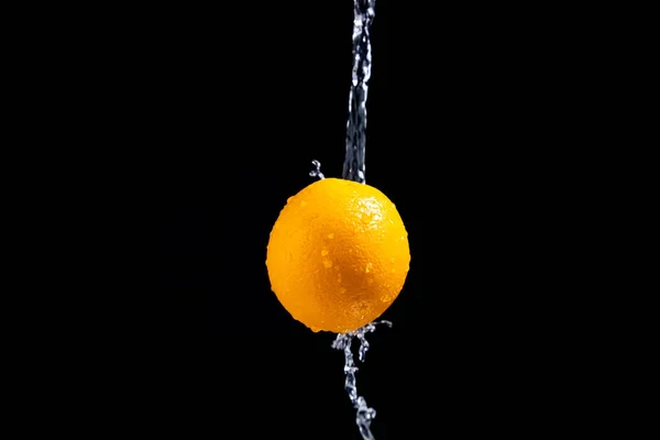 Orange Splash Black Background — Stock Photo, Image