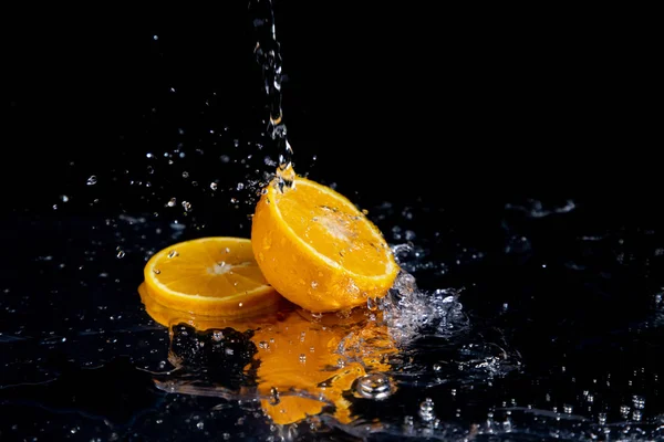 orange splash on black background