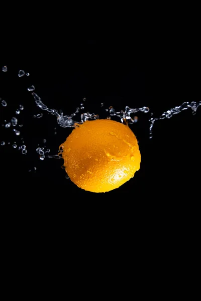 Orange Splash Black Background — Stock Photo, Image