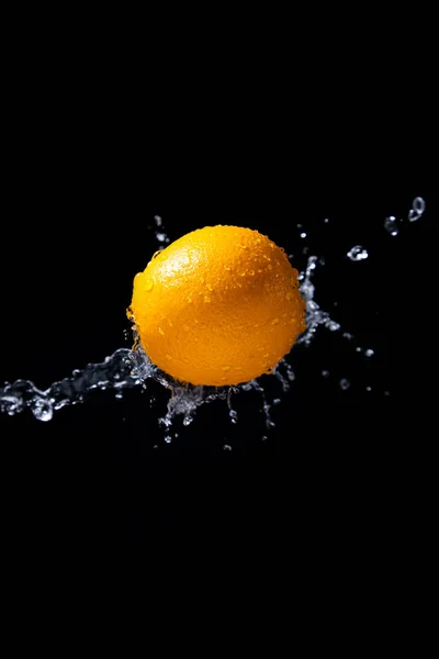 Orange Splash Black Background — Stock Photo, Image