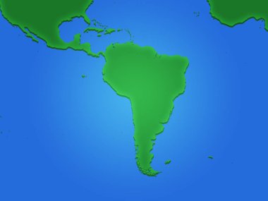 Güney Amerika 'nın basit renkli haritası