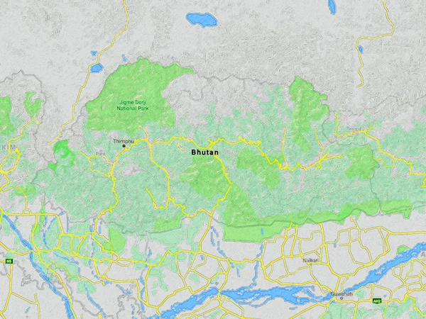 不丹彩色地图 — 图库照片