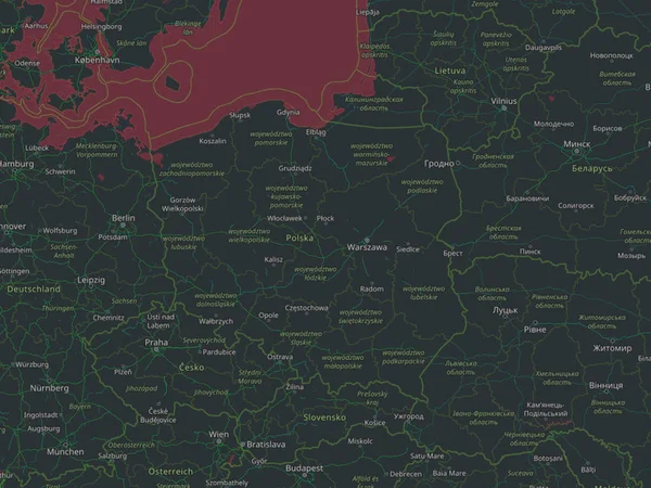 Černá Mapa Polska — Stock fotografie