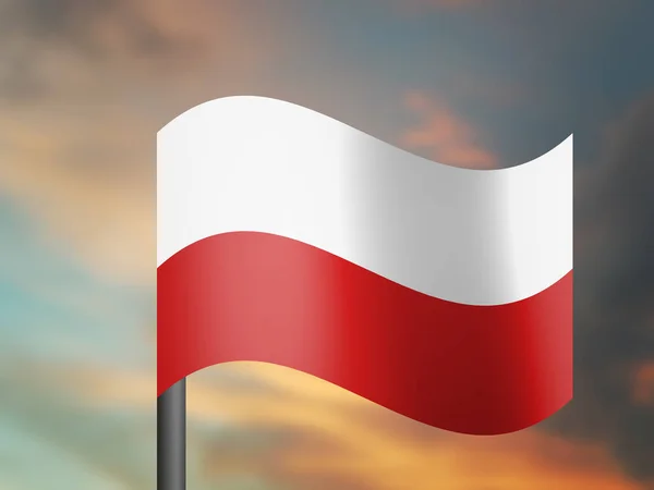 Flaga Polska Powyżej Prosty Obraz Stockowy — Zdjęcie stockowe
