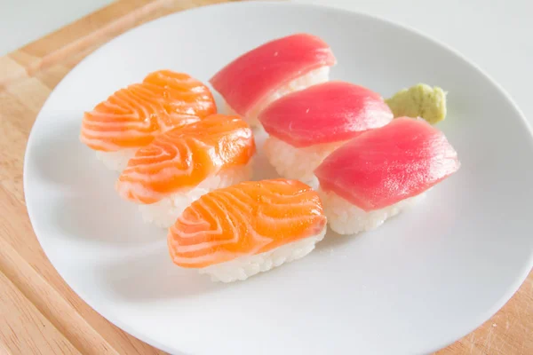 Sushi Vit Platta Janpan Mat — Stockfoto