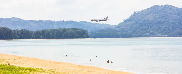 Mai Khao Beach Phuket Tailandia Enero Enero 2018 Avión — Foto de Stock