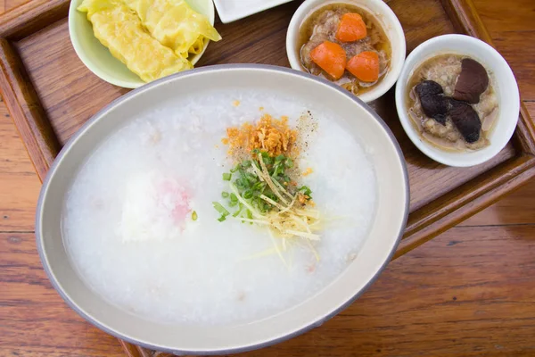 Porridge Con Dim Sum Piatto — Foto Stock