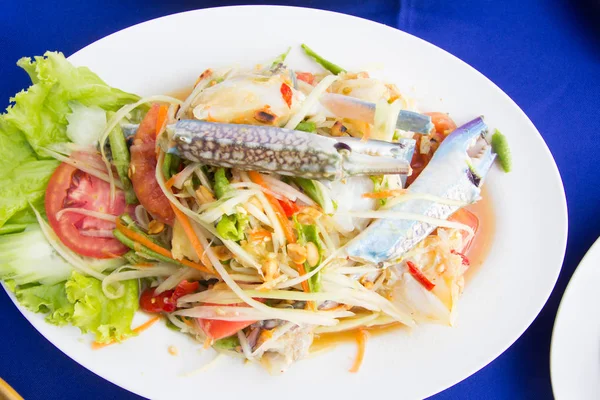 Sałatka Papai Kraba Kuchnia Tajska — Zdjęcie stockowe