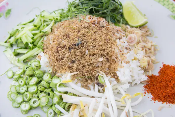 Rijst Gemengd Met Groente Thais Eten — Stockfoto