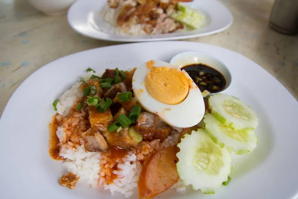 Барбекю Свинина Жареная Свинина Ручьем Rice Thai Пищи — стоковое фото