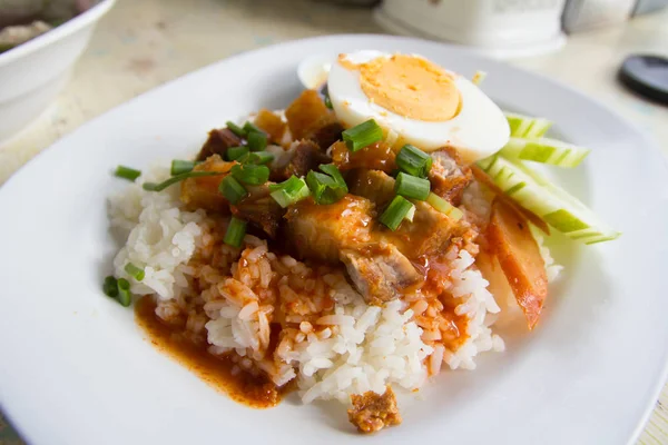 Барбекю Свинина Жареная Свинина Ручьем Rice Thai Пищи — стоковое фото