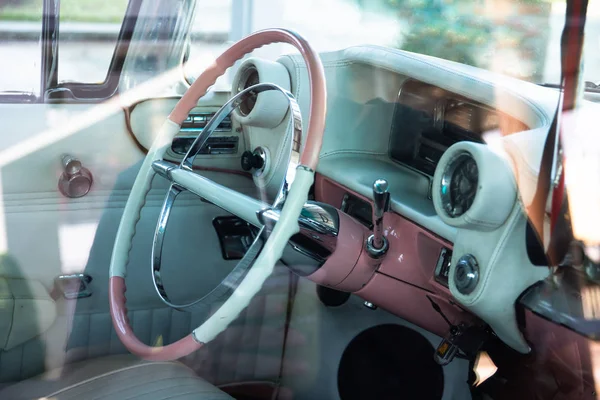 Classic car interior close up