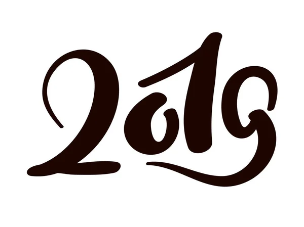 Wenskaart ontwerpsjabloon met chinese kalligrafie 2019 Nieuwjaar grunge nummer 2019 hand getrokken belettering. Vectorillustratie — Stockvector