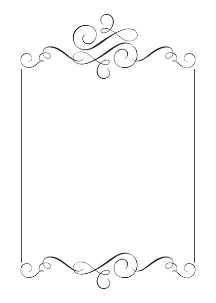 Dekorativa ramar och gränsen standard rektangel hand dras blomstra separator kalligrafi designer element. Vintage bröllop vektorillustration isolerade på vit bakgrund — Stock vektor