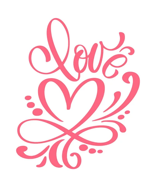 Amor diseño de tarjetas de felicitación con texto rojo con estilo para la celebración del Día de San Valentín feliz. cita de letras. Texto vintage vectorial, frase de letras. Aislado sobre fondo blanco — Vector de stock