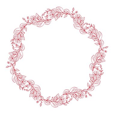 Lavanta dekoratif çelenk beyaz arka plan üzerinde izole çiçekler, tebrik kartı, davet, düğün tasarım, kozmetik için vektör kroki bitkisel hat sanat grafik tasarım çerçeve elle çizilmiş doodle