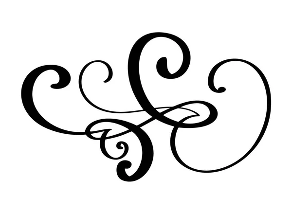 Kézzel rajzolt virágzik elválasztó kalligráfia tervező keretelemet. Vector-vintage esküvői illusztráció elkülönített fehér háttér — Stock Vector