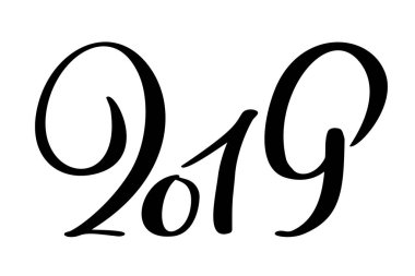 Tebrik kartı tasarım şablonu Çin kaligrafi 2019 yeni yıl grunge numara 2019 el ile yazı çizilmiş. Vektör çizim