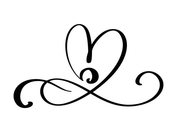 Dibujado a mano frontera amor florecer corazón separador Caligrafía elementos de diseño. Vector vintage boda, día de San Valentín ilustración Aislado sobre fondo blanco — Vector de stock