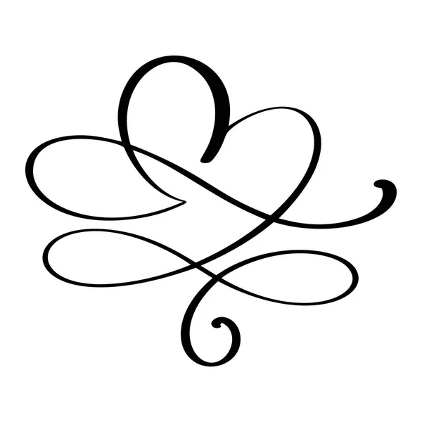 Hand getekende liefde bloeien hart scheidingsteken kalligrafie ontwerper randelement. Vector vintage bruiloft, Valentijnsdag illustratie geïsoleerd op witte achtergrond — Stockvector