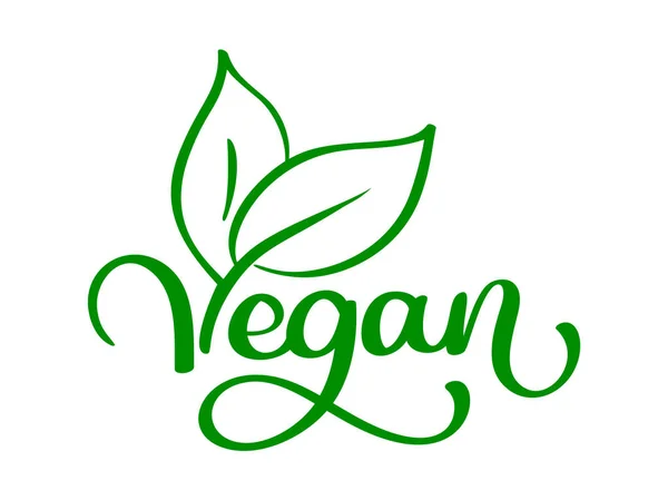Vegan vektör çizim logo, gıda tasarım. Restoran, Cafe ham menü için yazı el yazısı. Öğe etiketleri, logolar, rozetleri, Etiketler ve simgeler için. Kaligrafi ve tipografik koleksiyonu