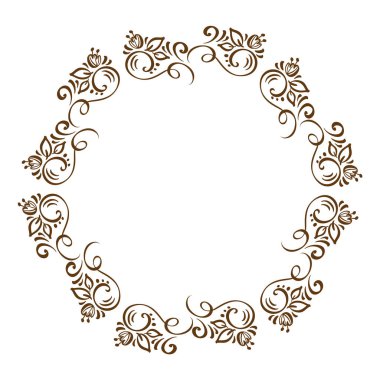 Retro tasarım güzelleşmek için beyaz arka plan üzerinde izole el çizilen çiçek sonbahar tasarım öğeleri çelenk. Vektör hat ve yazı illüstrasyon kaydırma