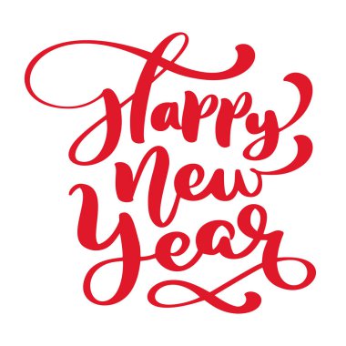 Mutlu yeni yıl vektör metin kaligrafi yazı tasarım kartı şablonu. Yaratıcı tipografi tatil tebrik hediye Poster için. Hat yazı tipi stili afiş