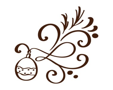 Vektör vintage el dekoratif kaligrafi tasarım öğeleri çekilmiş. Noel dekor güzelleşmek