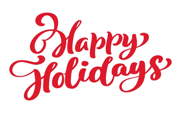 Felices Fiestas texto vectorial Caligrafía Plantilla de tarjeta de diseño. Tipografía creativa para el cartel de regalo de felicitación navideña. Caligrafía Estilo de fuente Banner — Vector de stock