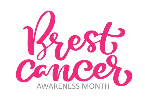Brest Cancer awareness month October calligraphy vector lettering text with queen crown for brest cancer isolated on white background — Stock Vector