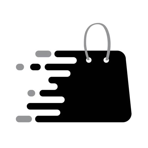 Abstrack Black logo shopping bag icon with plack for your text, isolated vector on white background, illustration — Stock Vector