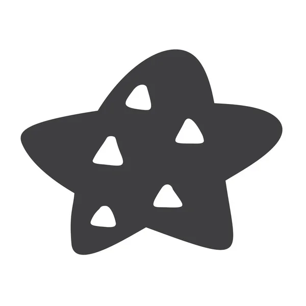 Karácsonyi skandináv vektor csillag. Handdraw silhouette catroon kép, üdvözlőlap tervezés, dekor, párna, póló — Stock Vector