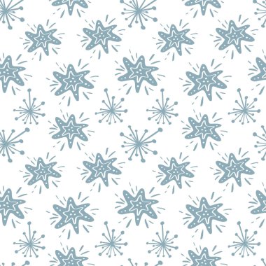 Noel vektör yıldız seamless modeli İskandinav tarzı. Yastık, tipografi tasarımı, perdeler için en iyi