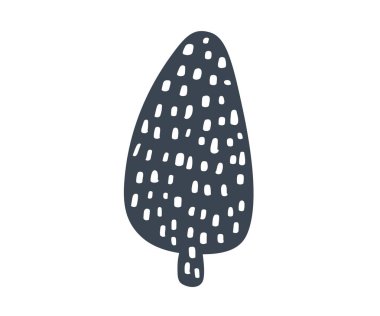 Noel ağacı İskandinav vektör simge siluet. Basit kontür sembolü. Stilize Ladin beyaz web işareti seti üzerinde izole. Handdraw çizgi film resim