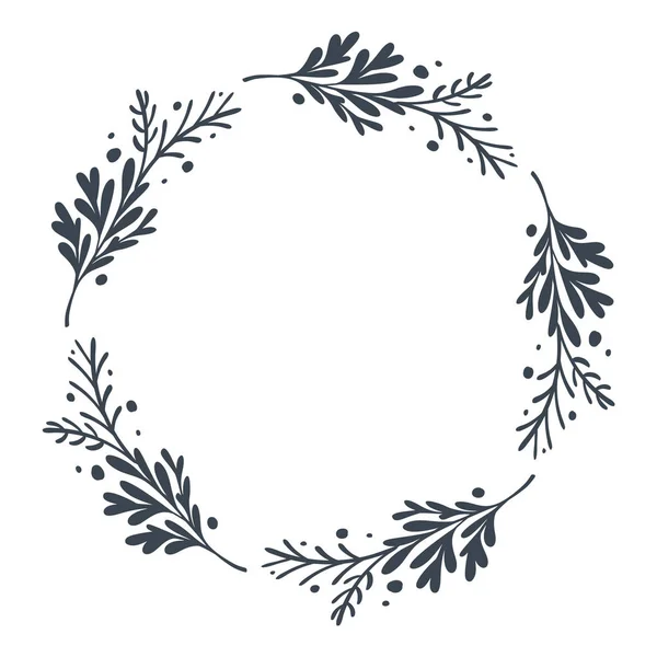 Різдвяний скандинавський ручний малюнок Векторний квітковий вінок з місцем для вашого тексту. Ізольовані на білому тлі для ретро-дизайну процвітають — стоковий вектор