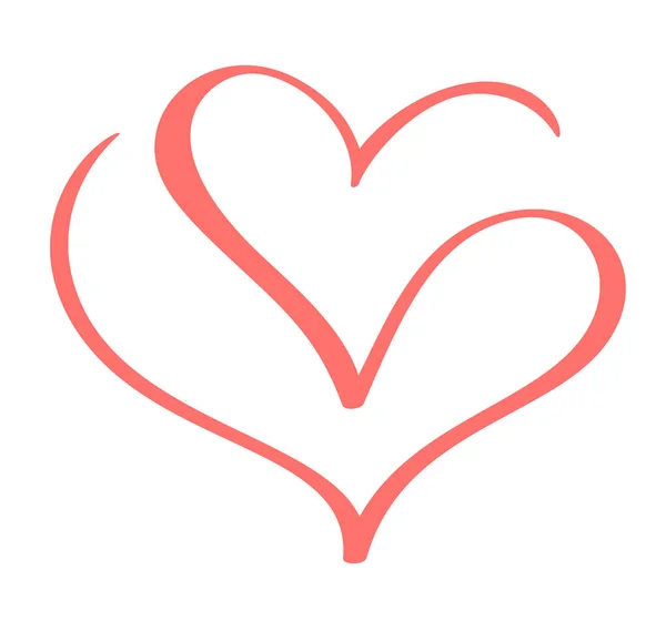 ベクトル バレンタインデー手は心のカリグラフィのデザイン要素を描画します。結婚式や印刷、web のアイコン愛の装飾。白い背景の書道とレタリングの図に分離 — ストックベクタ