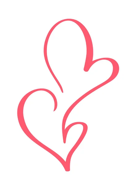 Vector San Valentín Elementos del corazón de diseño caligráfico dibujado a mano. Decoración de estilo de boda para web, boda e impresión. Aislado sobre fondo blanco Caligrafía e ilustración de letras — Archivo Imágenes Vectoriales