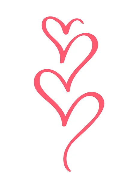 Vector Valentines Day Hand Drawn Calligraphic Design Heart Elements. Fleurir décor de style léger pour le web, mariage et impression. Isolé sur fond blanc Calligraphie et illustration de lettrage — Image vectorielle