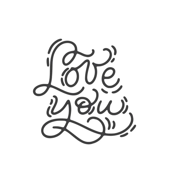 Ifade seviyorum. Vektör monoline hat. Yazı Sevgililer günü el çekilmiş. Kalp tatil kroki doodle tasarım Sevgililer kartı. dekor web, Düğün ve yazdırma için seviyorum. İzole illüstrasyon — Stok Vektör