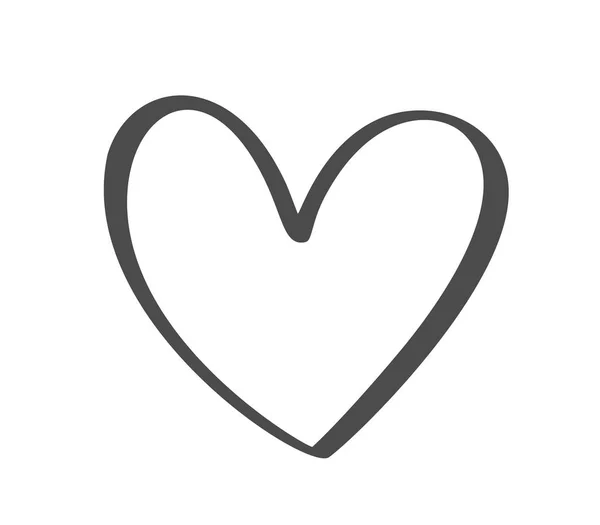 Grijze Vector Valentijnsdag Hand getrokken kalligrafische hart. Vakantie Design element Valentijn. Pictogram liefde decor voor web, bruiloft en afdrukken. Geïsoleerde kalligrafie belettering illustratie — Stockvector