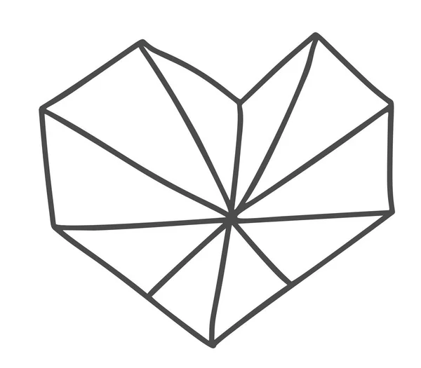 Dibujado a mano geométrica escandinava Velentines Día corazón. Vector Símbolo de San Valentín de contorno simple. Elemento de diseño aislado para web, boda e impresión — Archivo Imágenes Vectoriales
