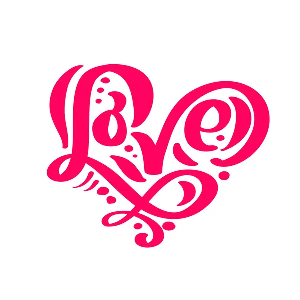 Caligrafía palabra Amor. Vector Valentines Day Letras dibujadas a mano. Heart Holiday sketch doodle Tarjeta de San Valentín de diseño. amor decoración para web, boda e impresión. Ilustración aislada — Vector de stock