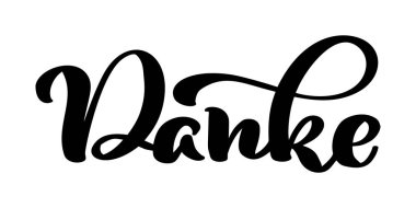 Danke yazı vektör elle çizilmiş. Müteşekkir alıntı ile zarif modern el yazısı hat. Teşekkür ederim Deutsch mürekkep illüstrasyon. Beyaz arka plan üzerine tipografi poster. Kartları, davetiyeler, baskı için
