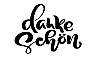 Danke Schon yazı vektör elle çizilmiş. Müteşekkir alıntı ile zarif modern el yazısı hat. Teşekkür ederim Deutsch mürekkep illüstrasyon. Beyaz arka plan üzerine tipografi poster. Kartları, davetiyeler