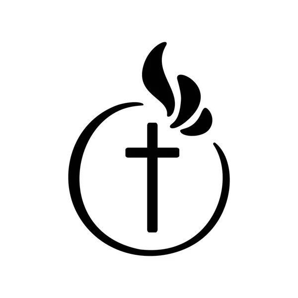 Vektorillustration des christlichen Logos. Emblem mit Kreuzkonzept mit religiösem Gemeindeleben. Gestaltungselement für Plakat, Logo, Abzeichen, Schild — Stockvektor