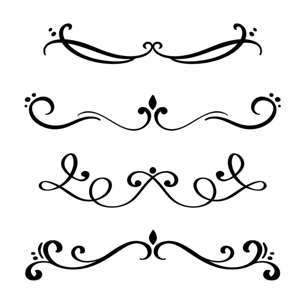 Línea Vectorial Vintage Elegantes Separadores Separadores Remolinos Esquinas Ornamentos Decorativos — Vector de stock