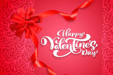 Metin tebrik kartları ve afiş için mutlu sevgililer günü tipografi tasarım vektör. Sevgililer alıntı adresinden bir kırmızı tatil arka plan. Tasarım şablonu kutlama illüstrasyon.