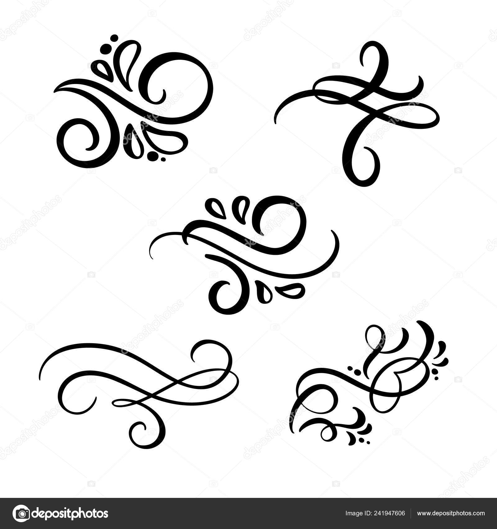 Set Of Vector Vintage Line Elegant Dividers And Separators Swirl
