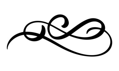 Vintage zarif bölücü veya ayırıcı, girdap veya köşe dekoratif süs vektör. Çiçek line telkari tasarım öğesi. Güzelleşmek için daveti veya menü sayfası illüstrasyon kıvırmak